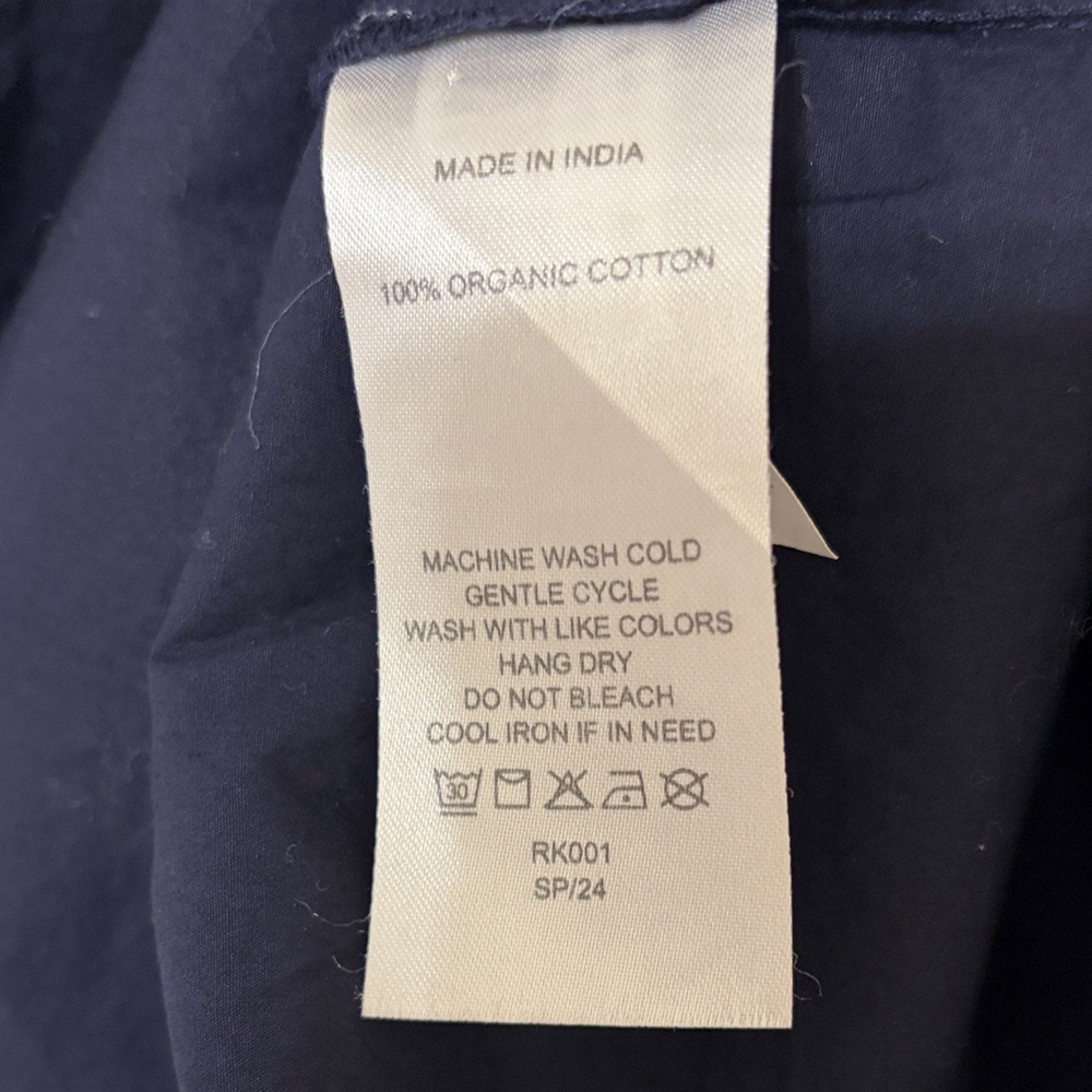 NWT Quince Women's Organic Cotton Poplin Tiered Mini Dress Navy Size Medium - Picture 8 of 13